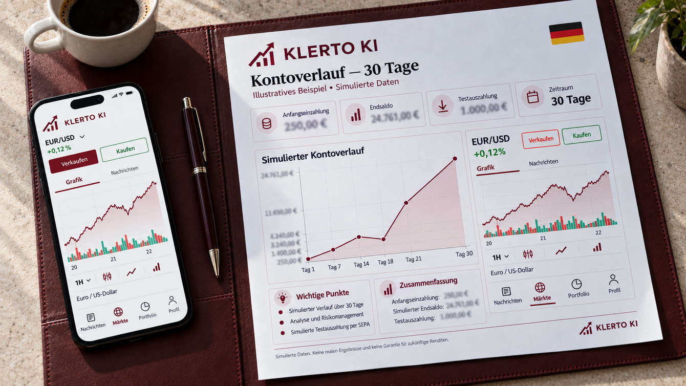 Die Entwicklung unseres Testkontos über 30 Tage